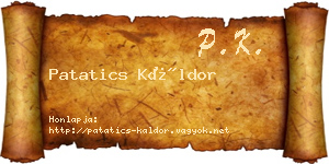 Patatics Káldor névjegykártya